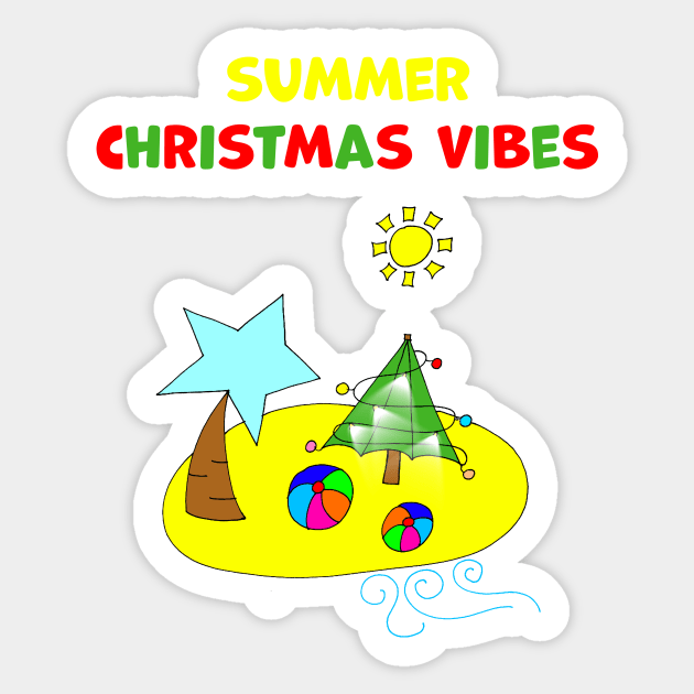 Christmas on the Beach Summer Christmas Vibes Funny Sticker by Artstastic